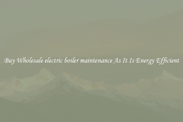 Buy Wholesale electric boiler maintenance As It Is Energy Efficient