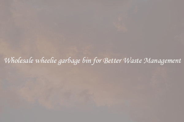 Wholesale wheelie garbage bin for Better Waste Management