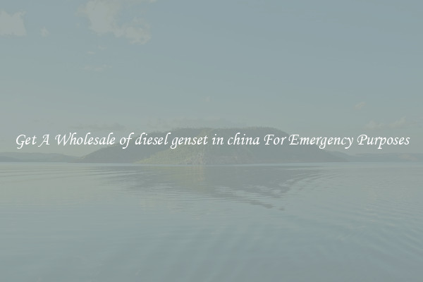 Get A Wholesale of diesel genset in china For Emergency Purposes