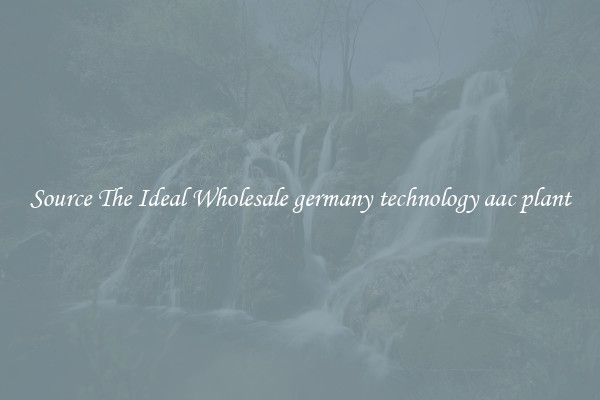Source The Ideal Wholesale germany technology aac plant
