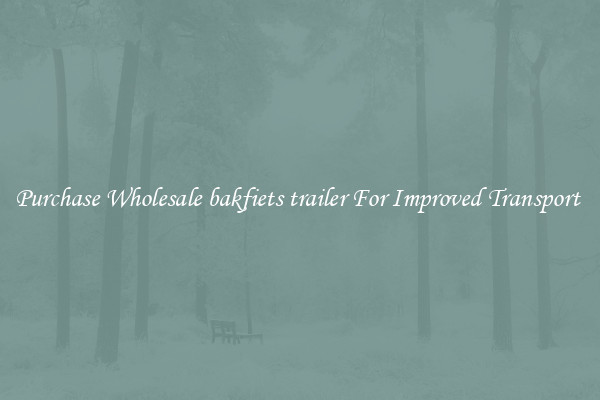 Purchase Wholesale bakfiets trailer For Improved Transport 