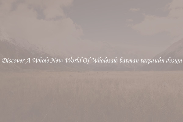 Discover A Whole New World Of Wholesale batman tarpaulin design